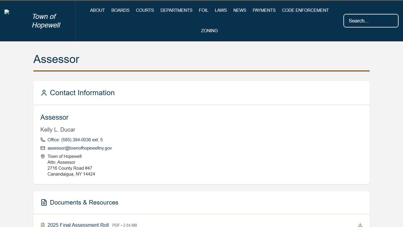 Assessor • Property Assessment, Tax Rolls & Property Values • Town of Hopewell